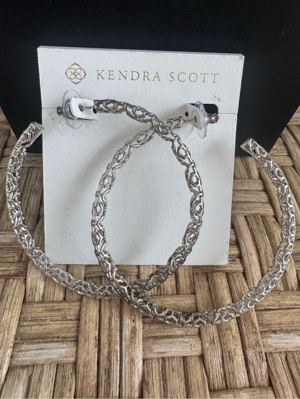 Kendra Scott Maggie Silver Filagree 2.5" Hoops